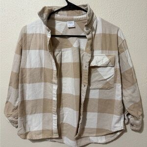 Zara Beige and White Plaid Shirt